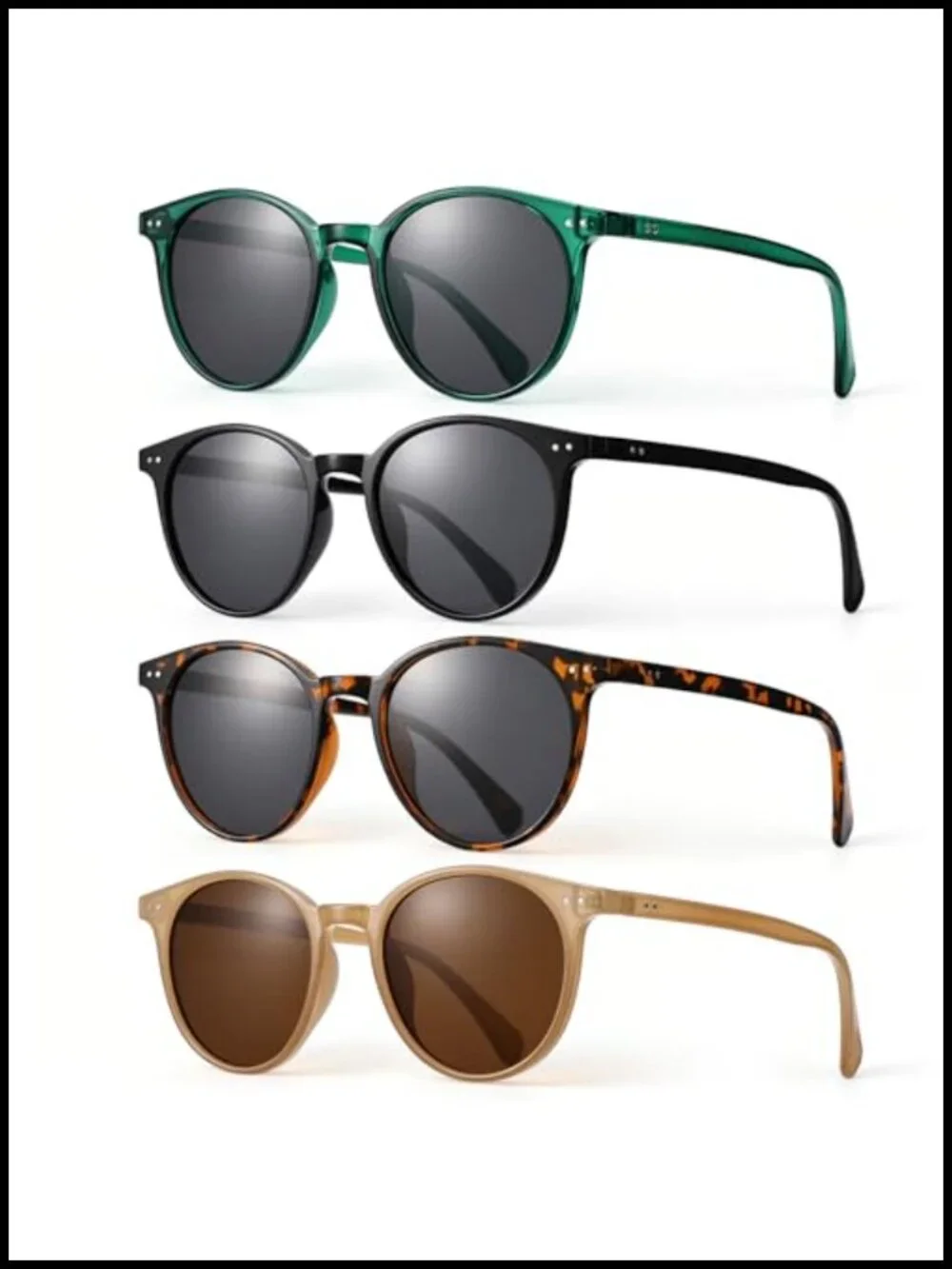 Retro Round Polarized Sunglasses 4 Pack UV400 Protection Vintage Classic